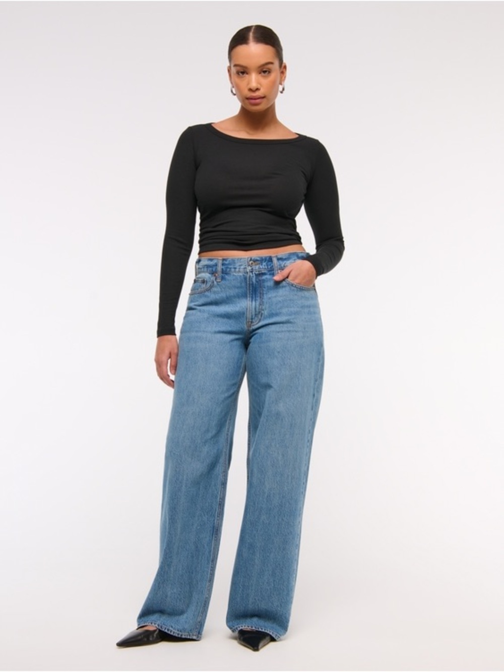Abercrombie & Fitch Low Rise Ultra Loose Wide Leg Jeans Light Wash 18L NWT